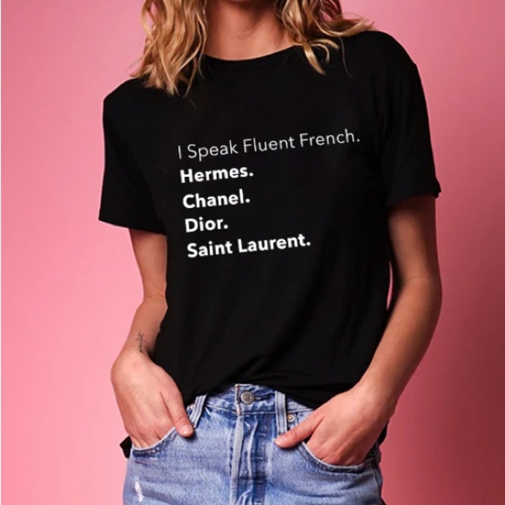 I speak fluent French tee large nwt